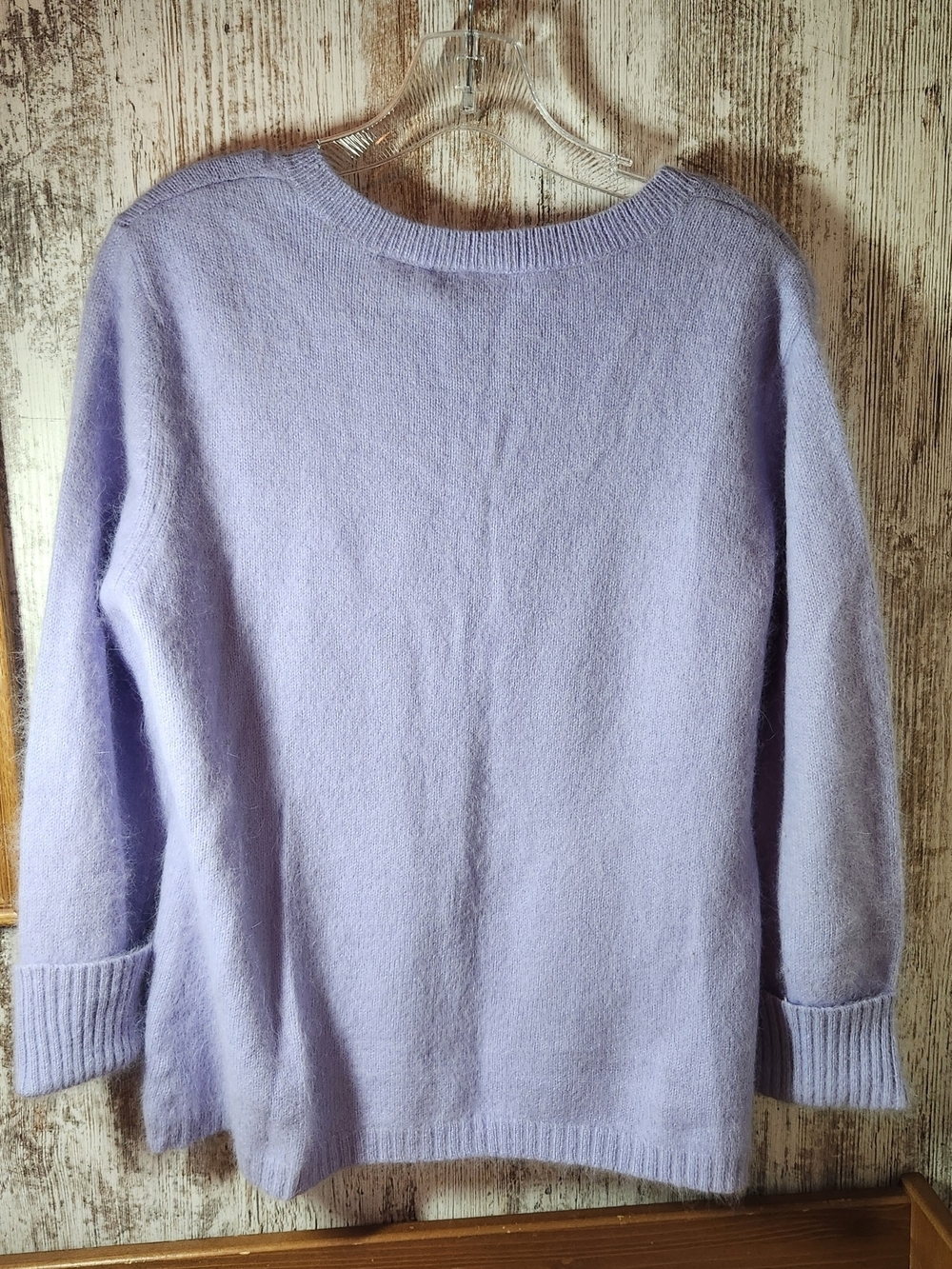 Apostrophe Soft Lavender Light Purple Crewneck Sweater Size L  Cardigan - Picture 2 of 7